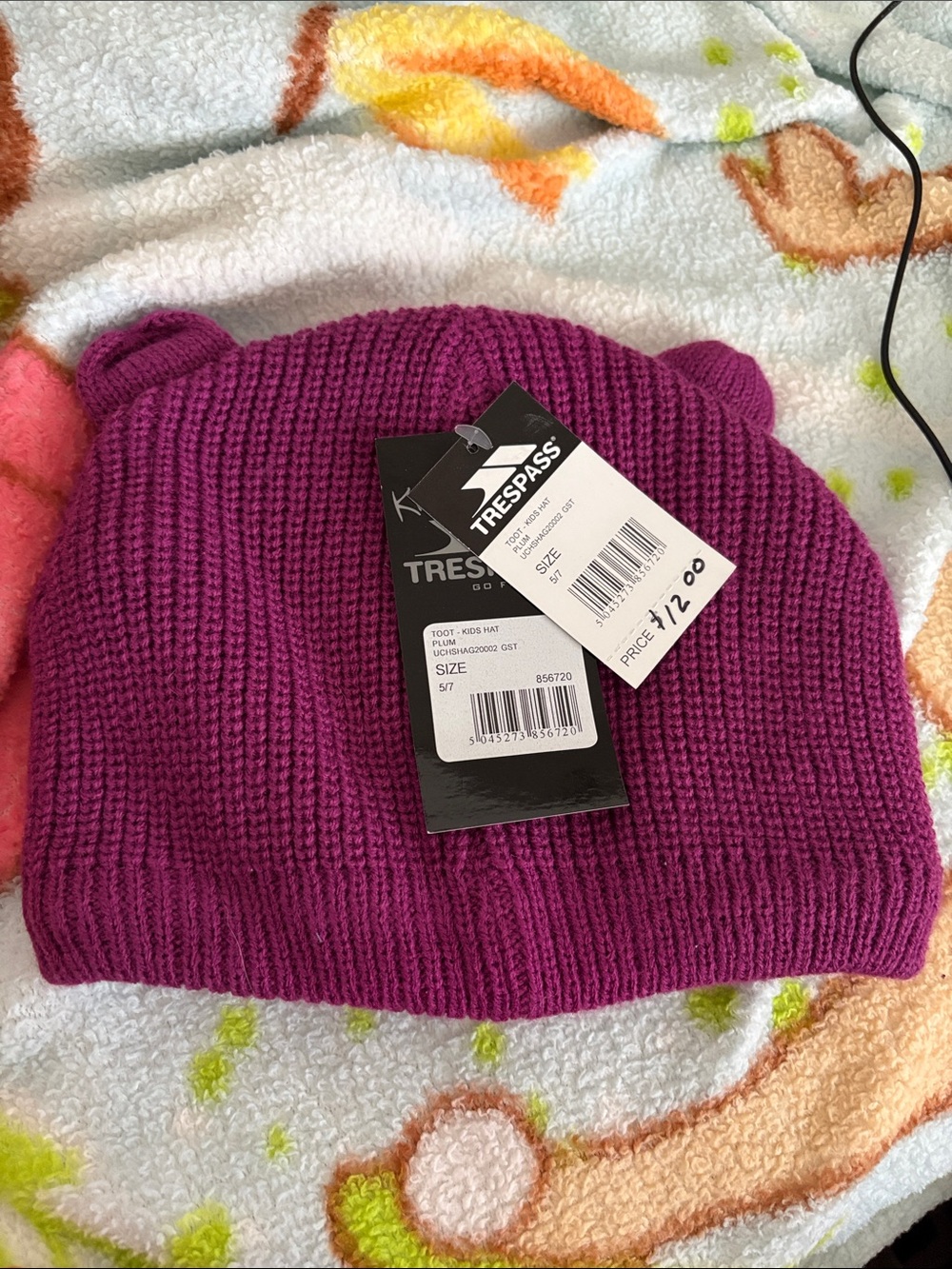 Trespass Kids Magenta Knit Beanie with Ear Detail